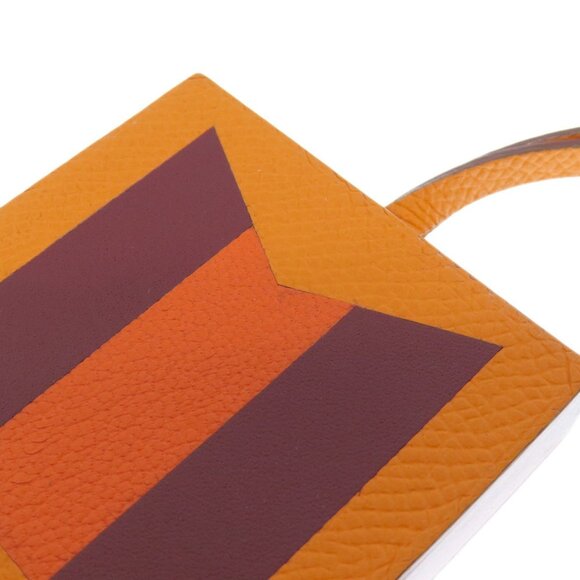 HERMES Orange Leather Bag Charm - Picture 5 of 10
